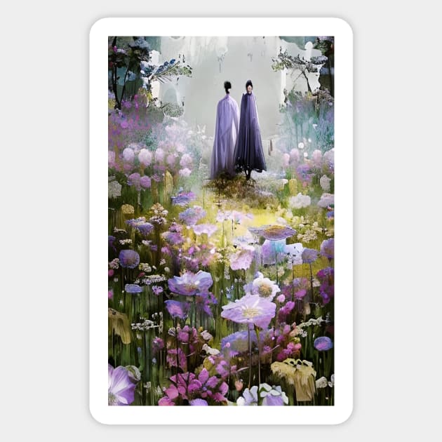 Two ladies in the garden Sticker by Gaspar Avila